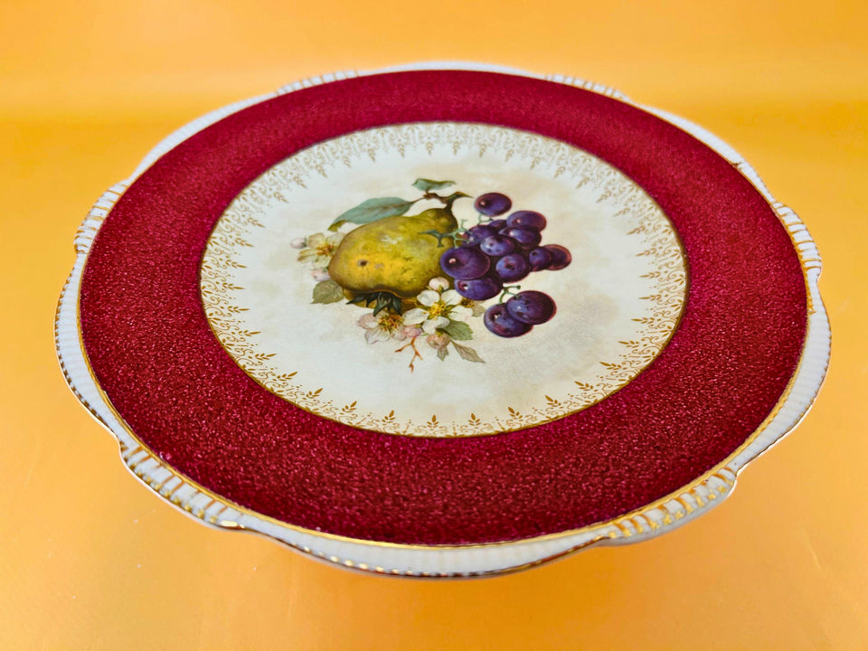 Burleigh Ware porcelain plate detail fruit pattern close-up