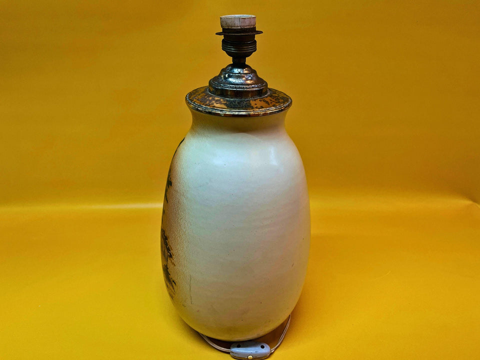 Beige Oriental Vintage Ceramic Table Lamp – Hand-Painted Chinese Style, Round Boho Accent