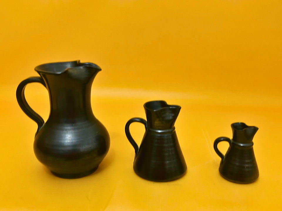Prinknash Pottery jug set 3 handmade English ceramic pieces
