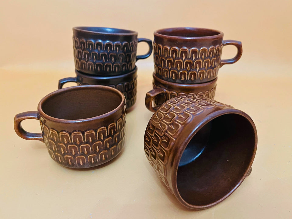 Wedgwood Pennine Brown Stoneware Dinner Set - 1960s Mid-Century Modern Oven-to-Tableware