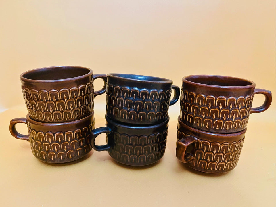 Wedgwood Pennine Brown Stoneware Dinner Set - 1960s Mid-Century Modern Oven-to-Tableware