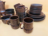 Wedgwood Pennine Brown Stoneware Dinner Set - 1960s Mid-Century Modern Oven-to-Tableware