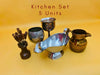 Mid-century modern 5-piece stainless steel kitchen set