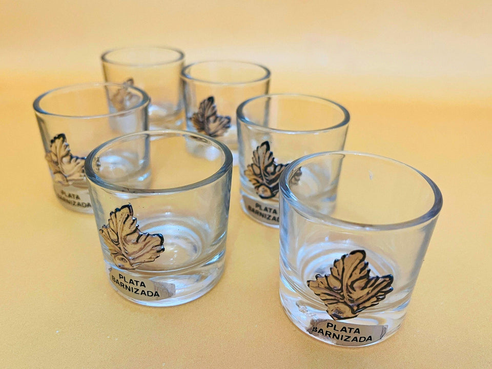 Vintage Spanish Silvered Shot Glass Set - Mid-Century Silver-Plated Barware - Set of 6