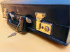 Vintage Black Leather Executive Briefcase – Attache Case with Key and Front Pocket