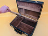 Vintage Black Leather Executive Briefcase – Attache Case with Key and Front Pocket