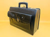 Vintage Black Leather Executive Briefcase – Attache Case with Key and Front Pocket