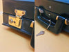 Vintage Black Leather Executive Briefcase – Attache Case with Key and Front Pocket