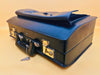 Vintage Black Leather Executive Briefcase – Attache Case with Key and Front Pocket