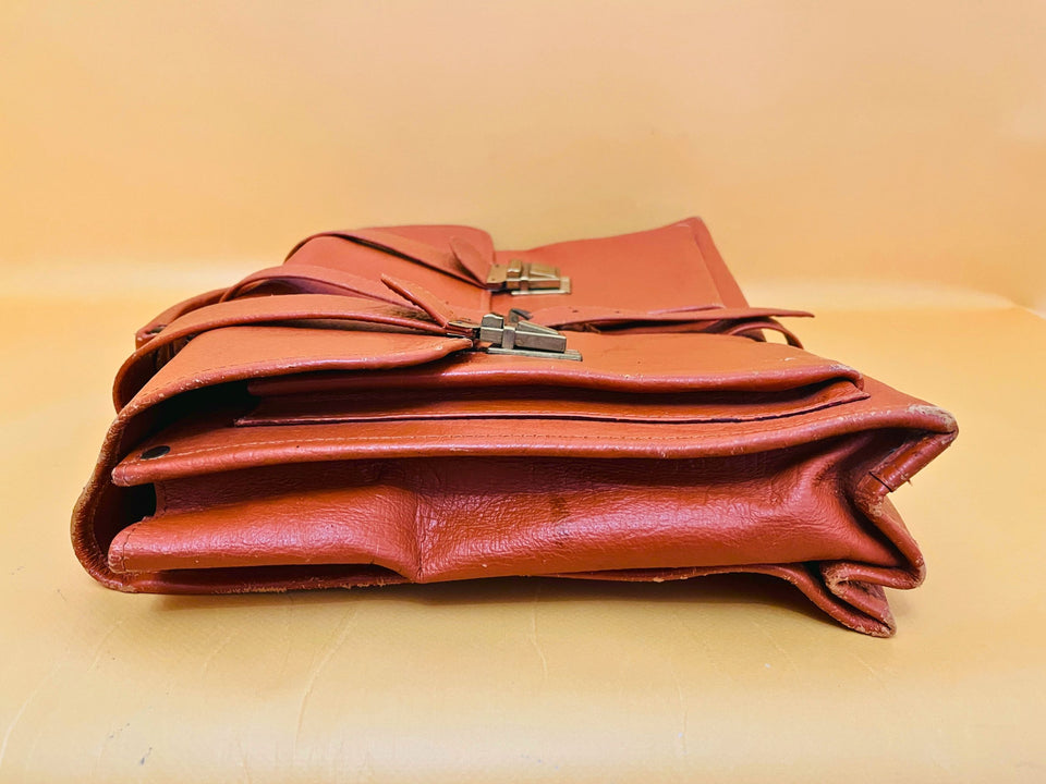 Brown Structured Business Backpack | Compact Teacher’s Bag | Faux Leather Office Wear