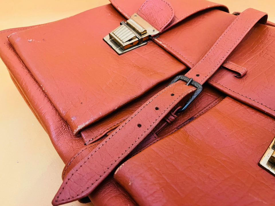 Brown Structured Business Backpack | Compact Teacher’s Bag | Faux Leather Office Wear