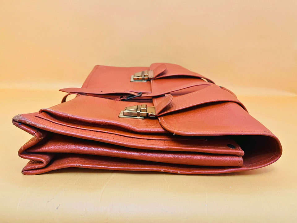 Brown Structured Business Backpack | Compact Teacher’s Bag | Faux Leather Office Wear