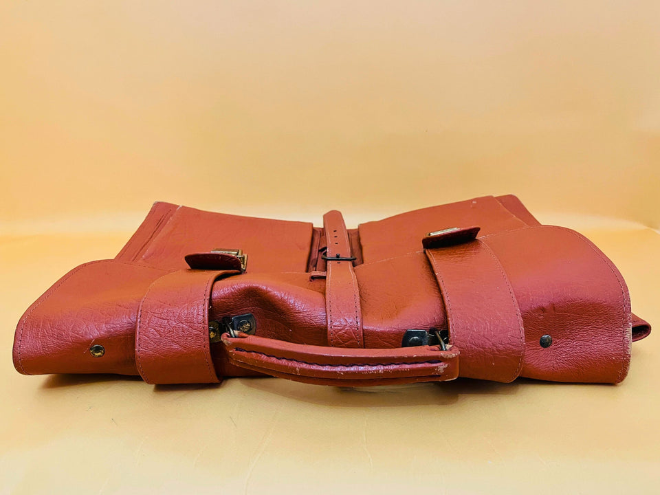 Brown Structured Business Backpack | Compact Teacher’s Bag | Faux Leather Office Wear