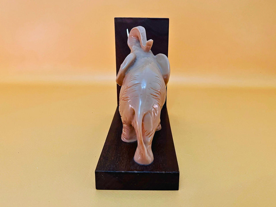Vintage Wooden Elephant Bookend | Hand-Carved Animal Shelf Organizer | Rustic Desk Accessory