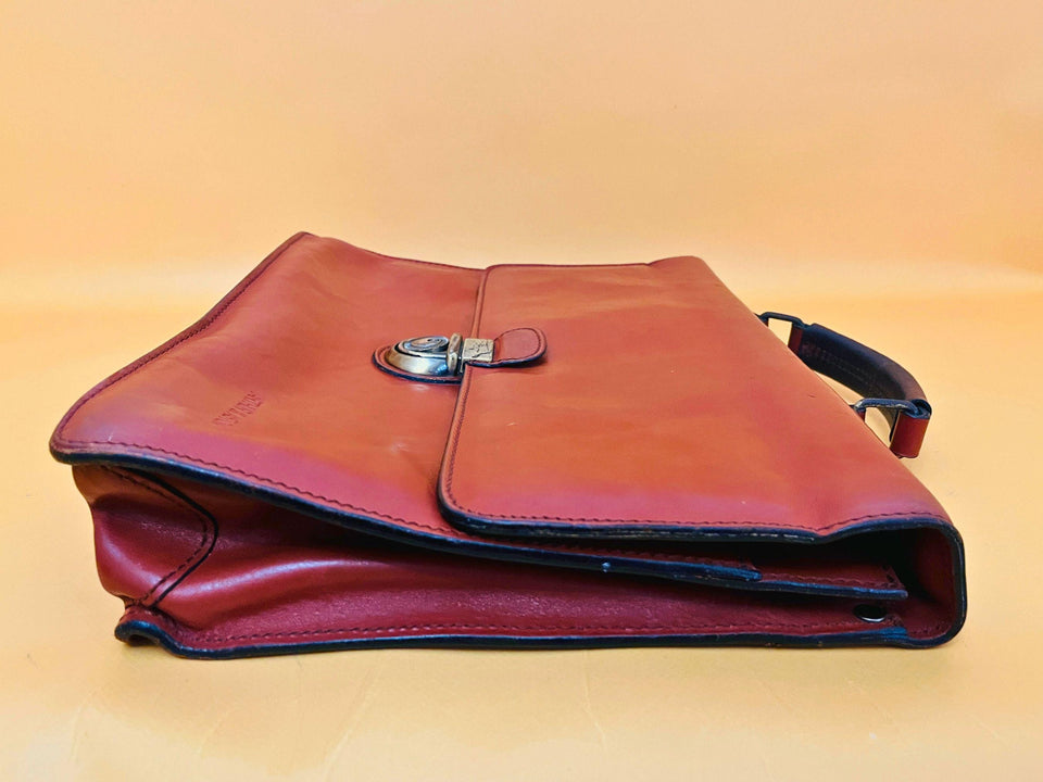 Arthur Aston Vintage Leather Briefcase – Brown Satchel Portfolio Messenger Bag