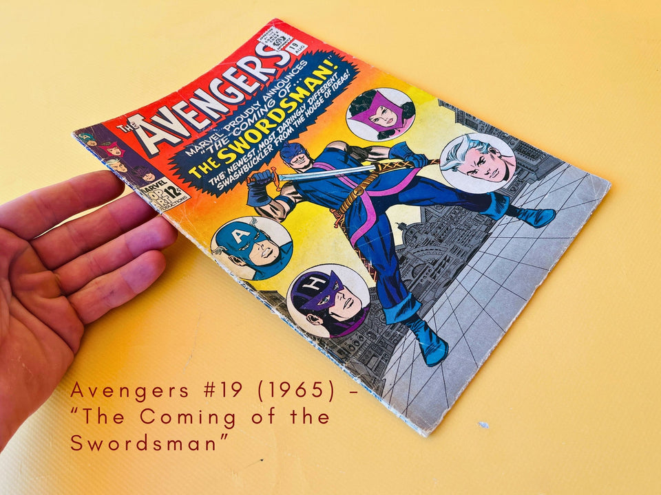 The Avengers #19 Marvel comic book from 1965 featuring The Coming of the Swordsman cover artwork
