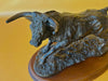 Vintage Resin Bull Sculpture | Wooden Base | Spanish Style Home Decor
