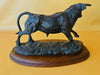 Vintage Resin Bull Sculpture | Wooden Base | Spanish Style Home Decor