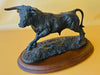 Vintage Resin Bull Sculpture | Wooden Base | Spanish Style Home Decor