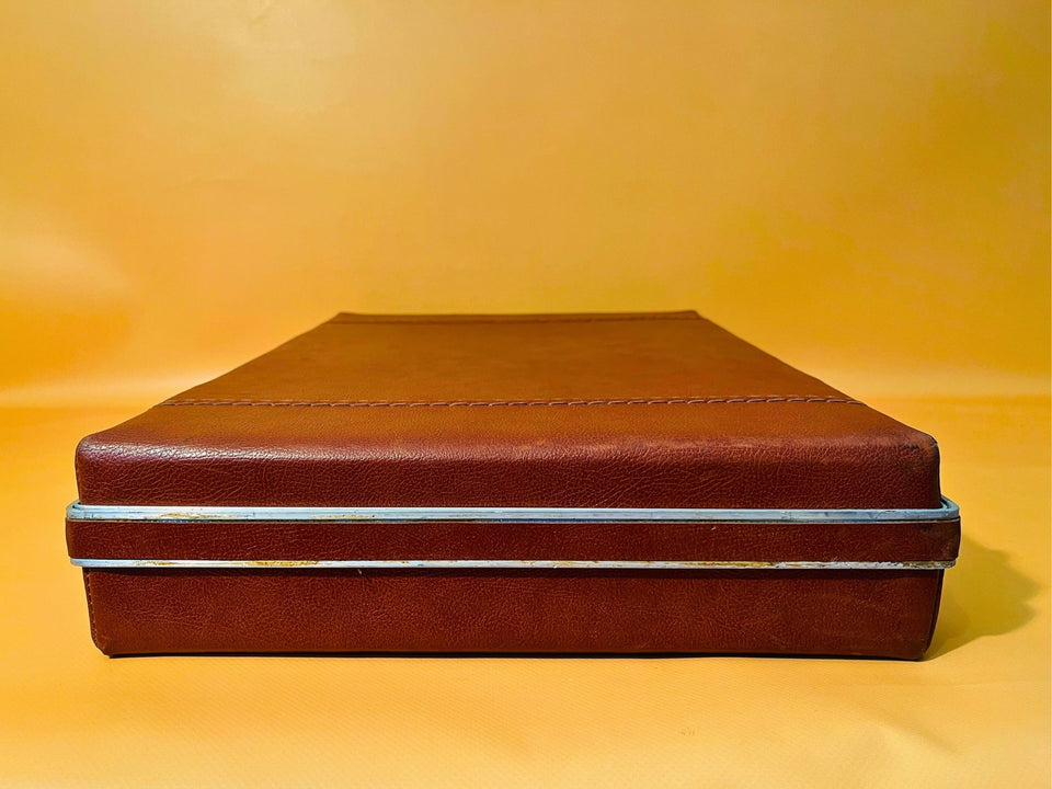 Vintage Hard Shell Case - Brown Faux Leather Very Good Condition