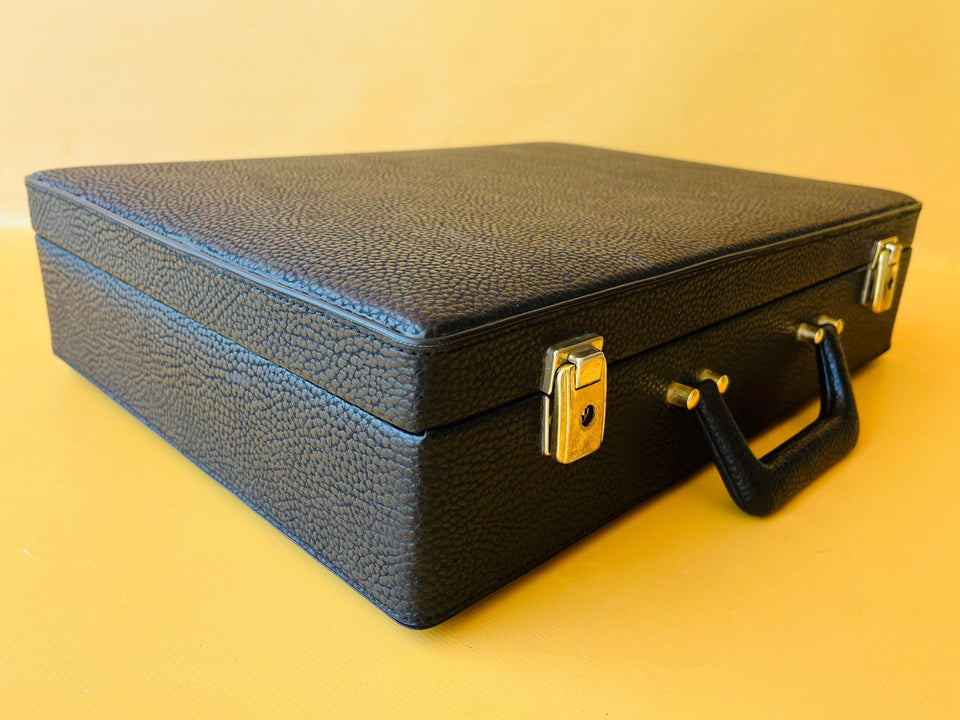 Vintage Black Leather Briefcase — Walden 200 With Keys & Pen