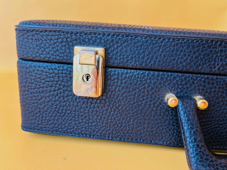 Vintage Black Leather Briefcase — Walden 200 With Keys & Pen