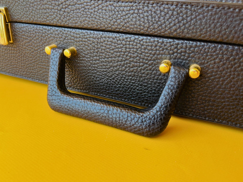 Vintage Black Leather Briefcase — Walden 200 With Keys & Pen