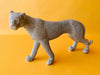 Silver jaguar figurine rhinestone texture side view
