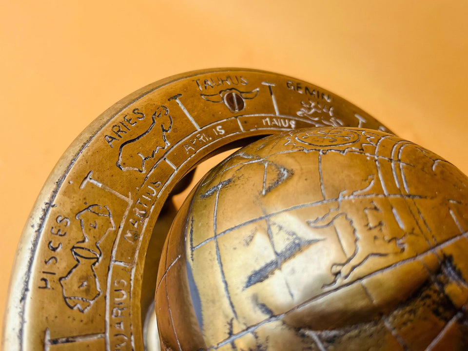 Brass Zodiac Celestial Sphere Armillary Globe Vintage Style