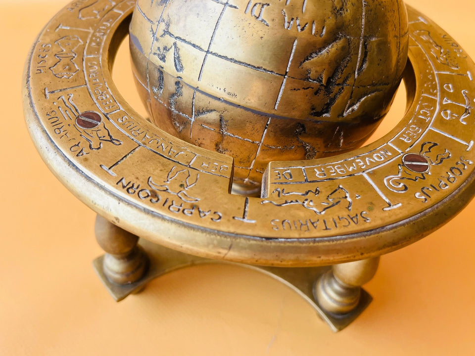 Brass Zodiac Celestial Sphere Armillary Globe Vintage Style
