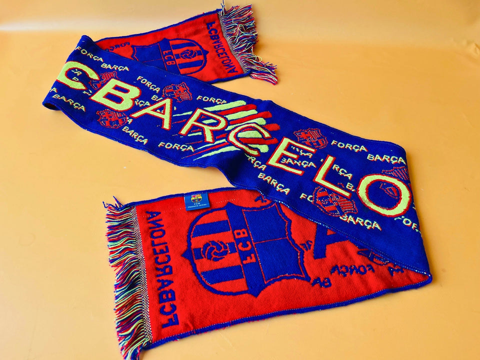 Barcelona FC vintage football scarves detail