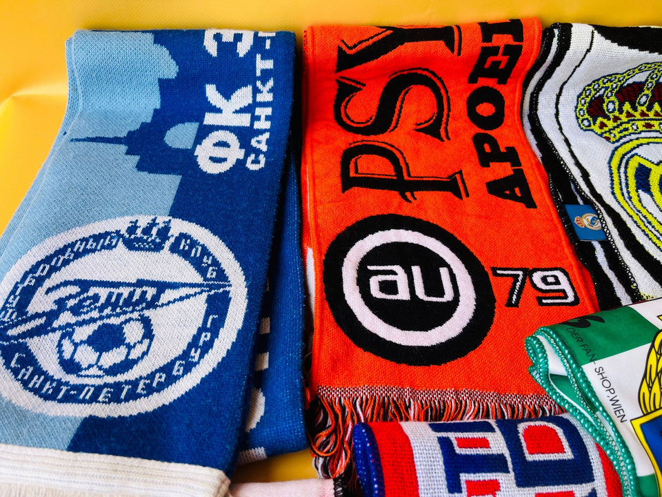 Vintage Football Scarf Collection — 11 Original Soccer Scarves Lot