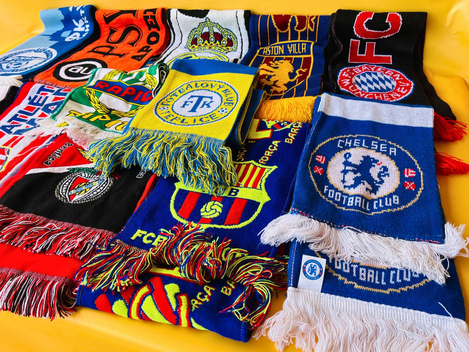 Vintage Football Scarf Collection — 11 Original Soccer Scarves Lot