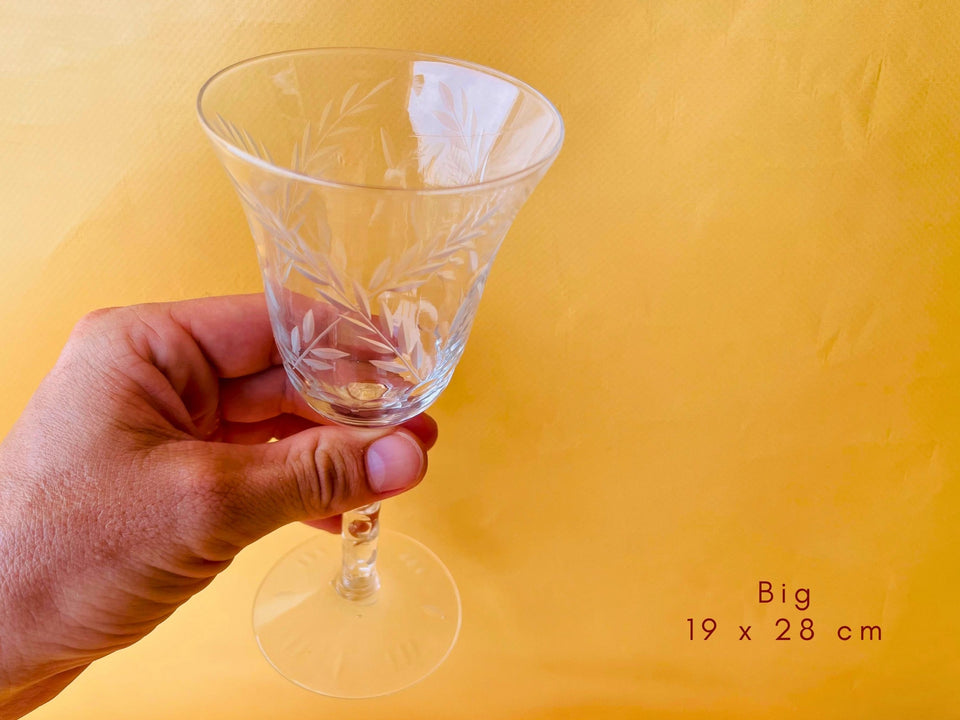 Vintage Etched Wheat Crystal 35-Piece Barware Set — Circa 1940s-1960s