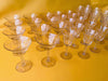 Vintage crystal small medium and large etched wine glasses comparison