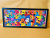 Enice signature detail on Haitian panoramic market scene painting