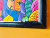 Haitian Naive Art Market Scene Painting — Signed "Enice" Framed
