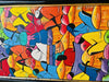 Haitian Naive Art Market Scene Painting — Signed "Enice" Framed