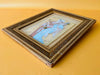 Vintage Persian Qajar style miniature painting courtly couple framed