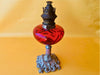 Antique Working Oil Lamp Lempereur and Bernard Cranberry Glass