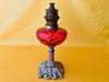Antique Working Oil Lamp Lempereur and Bernard Cranberry Glass