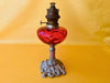 Antique Working Oil Lamp Lempereur and Bernard Cranberry Glass