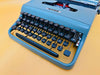 Working 1970s Olivetti Pluma 22 Typewriter - Blue Retro Manual - QWERTY Writer's Gift & Case