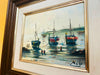 Watercolor ship painting detail brushwork and signature close-up