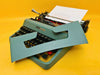 Olivetti Lettera 32 with Case | Iconic Seafoam Blue with Black Borders | The Writer’s Essential