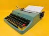 Olivetti Lettera 32 with Case | Iconic Seafoam Blue with Black Borders | The Writer’s Essential