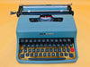 Working typewriter Olivetti Lettera 32 Spanish Qwerty keyboard close-up