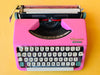 Olympia Splendid 33 pink Spanish QWERTY keyboard close-up