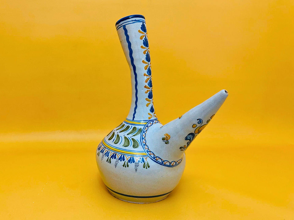 Authentic Spanish Talavera botijo ceramic water jug