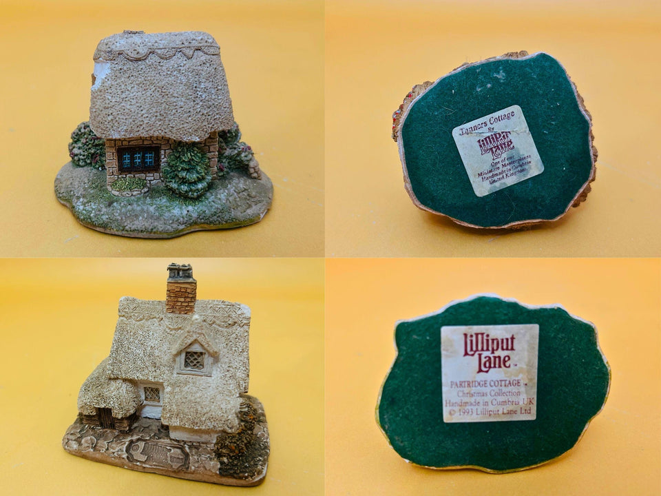 Lilliput Lane Miniatures Set – 9-Piece Vintage Tiny Houses & Windmill Collection, Handcrafted British Cottage